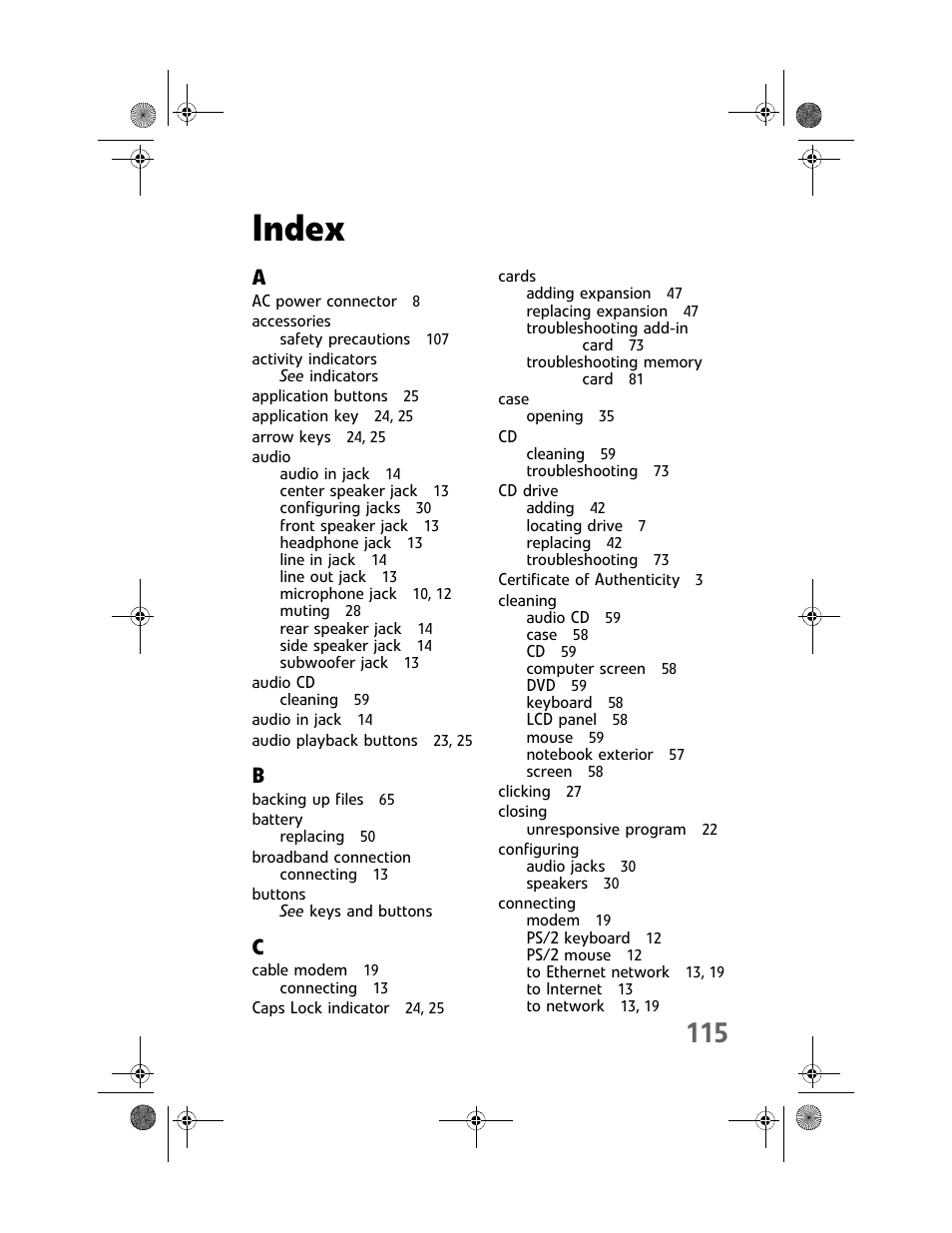 Index | Gateway Profile 6 User Manual | Page 121 / 130