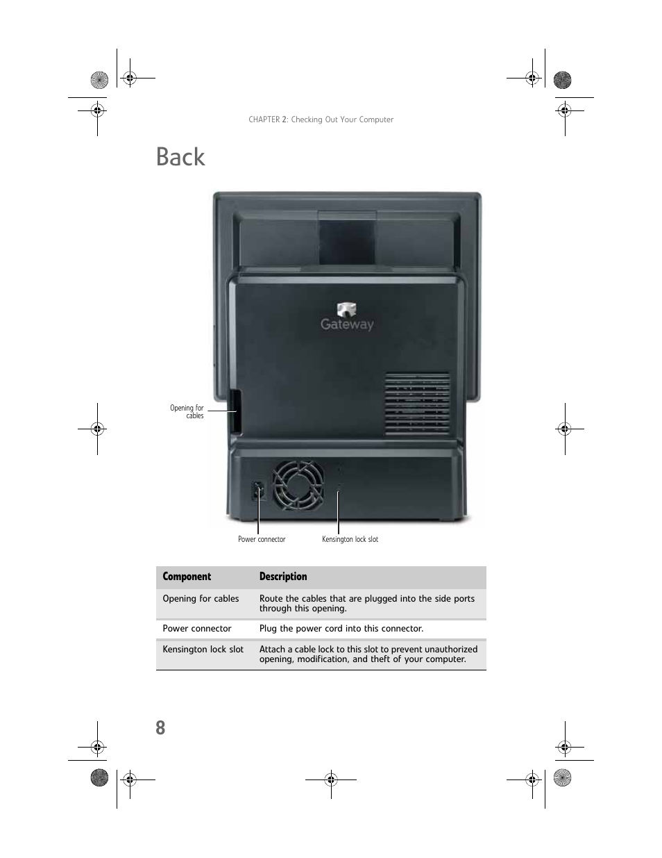 Back | Gateway Profile 6 User Manual | Page 14 / 130