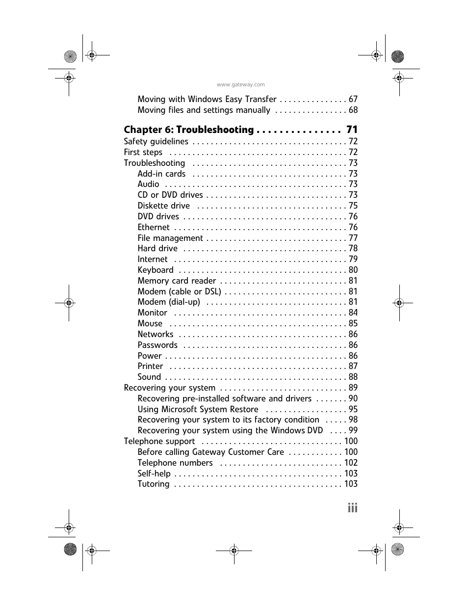 Gateway Profile 6 User Manual | Page 5 / 130