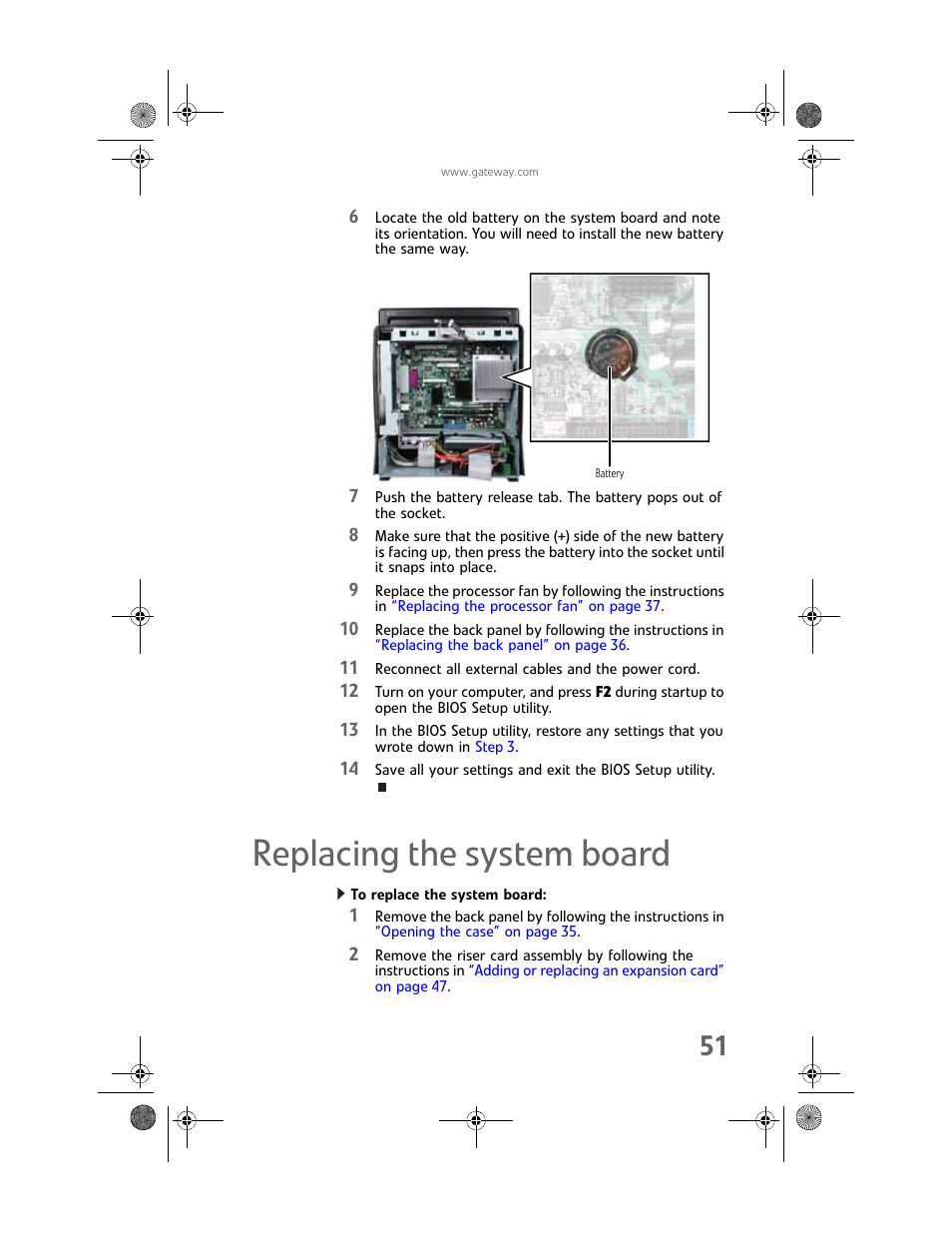 Replacing the system board, To replace the system board | Gateway Profile 6 User Manual | Page 57 / 130