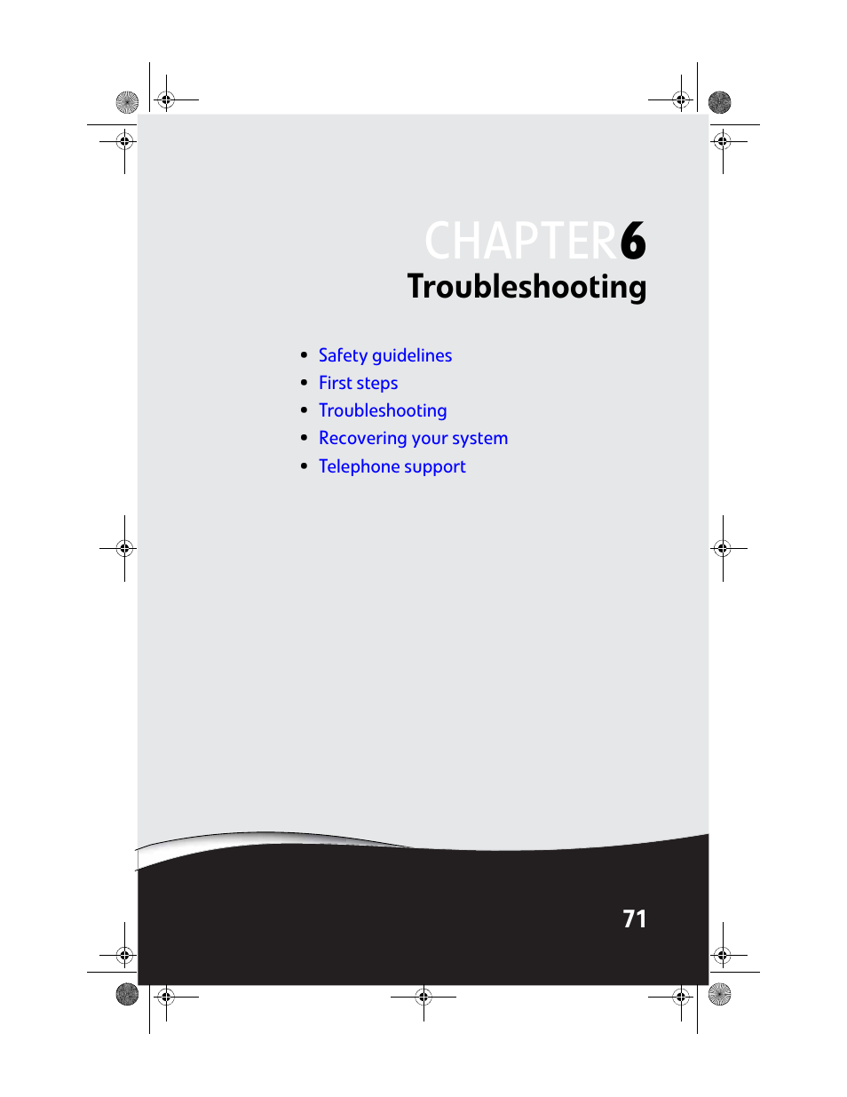 Troubleshooting, Chapter 6: troubleshooting, Chapter 6 | Gateway Profile 6 User Manual | Page 77 / 130