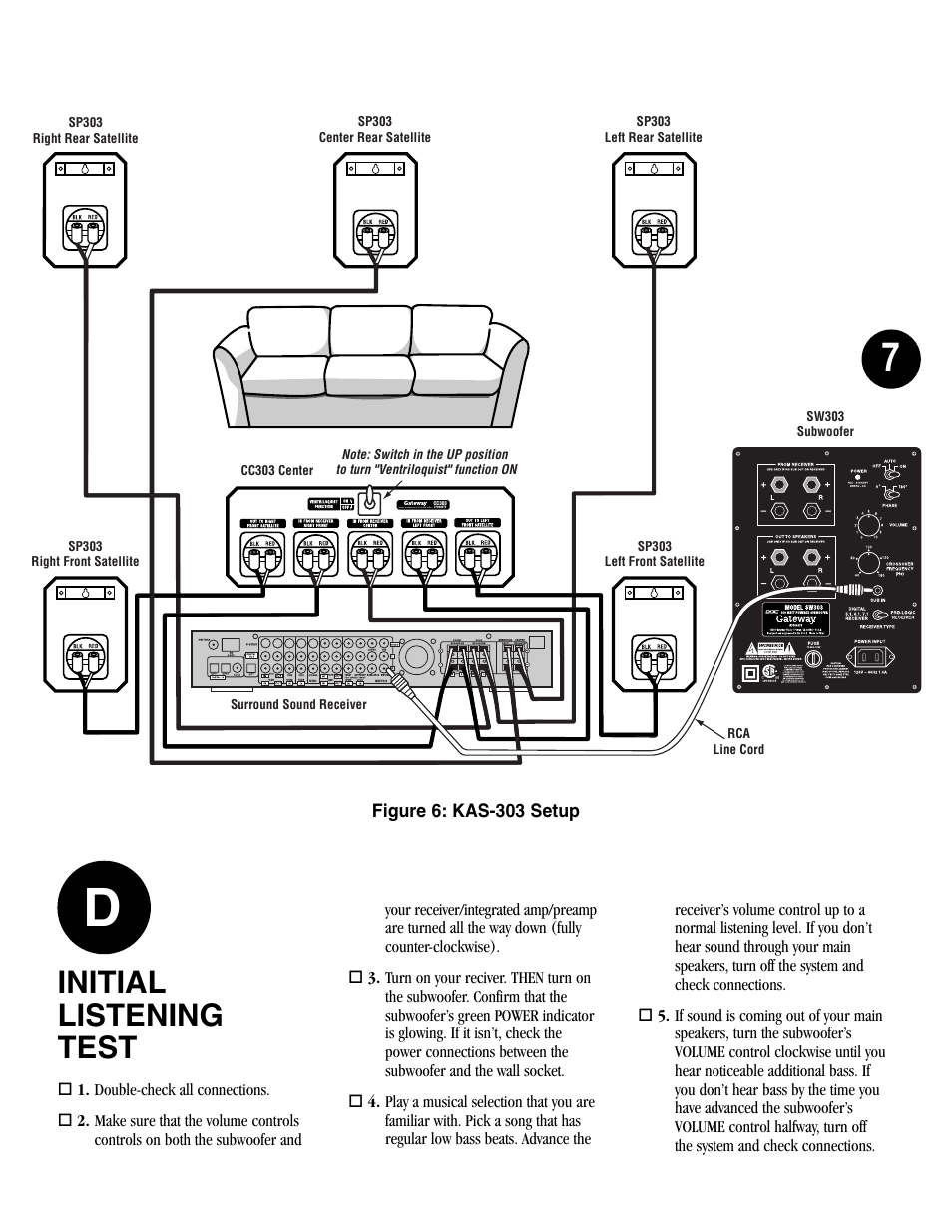 Initial listening test | Gateway kas103 User Manual | Page 7 / 8