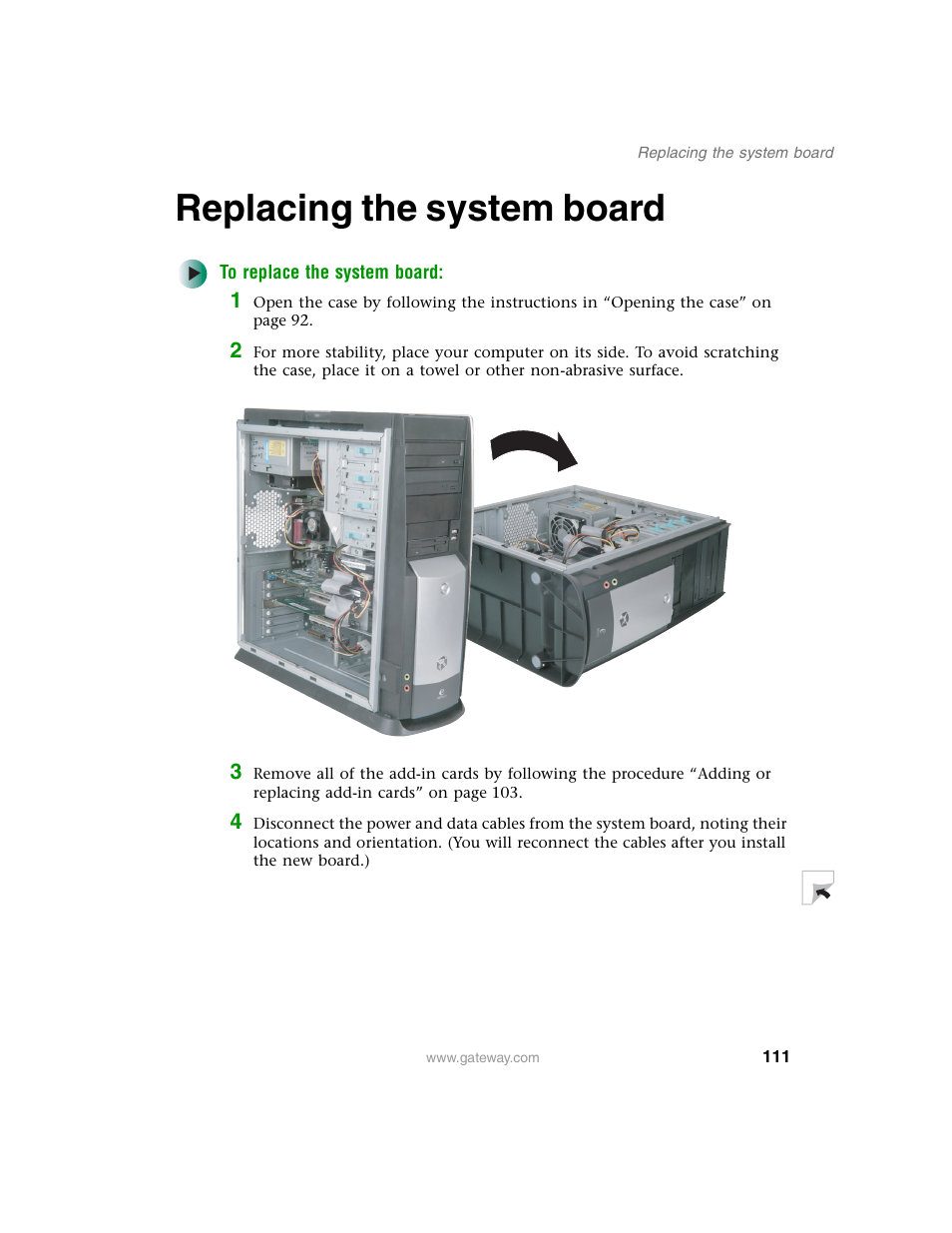 Replacing the system board | Gateway E SERIES E-6000 User Manual | Page 117 / 190