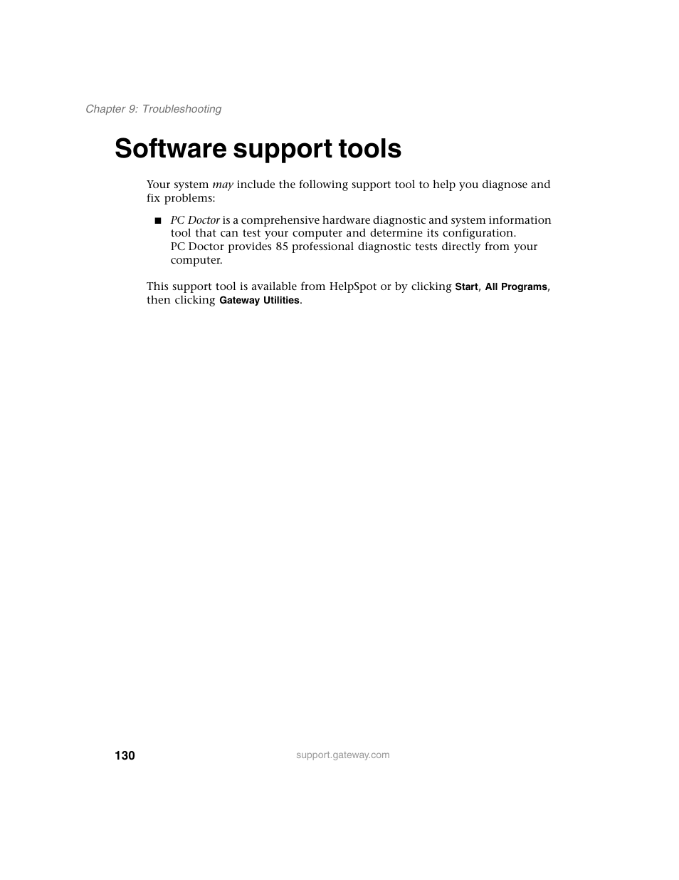 Software support tools | Gateway E SERIES E-6000 User Manual | Page 136 / 190