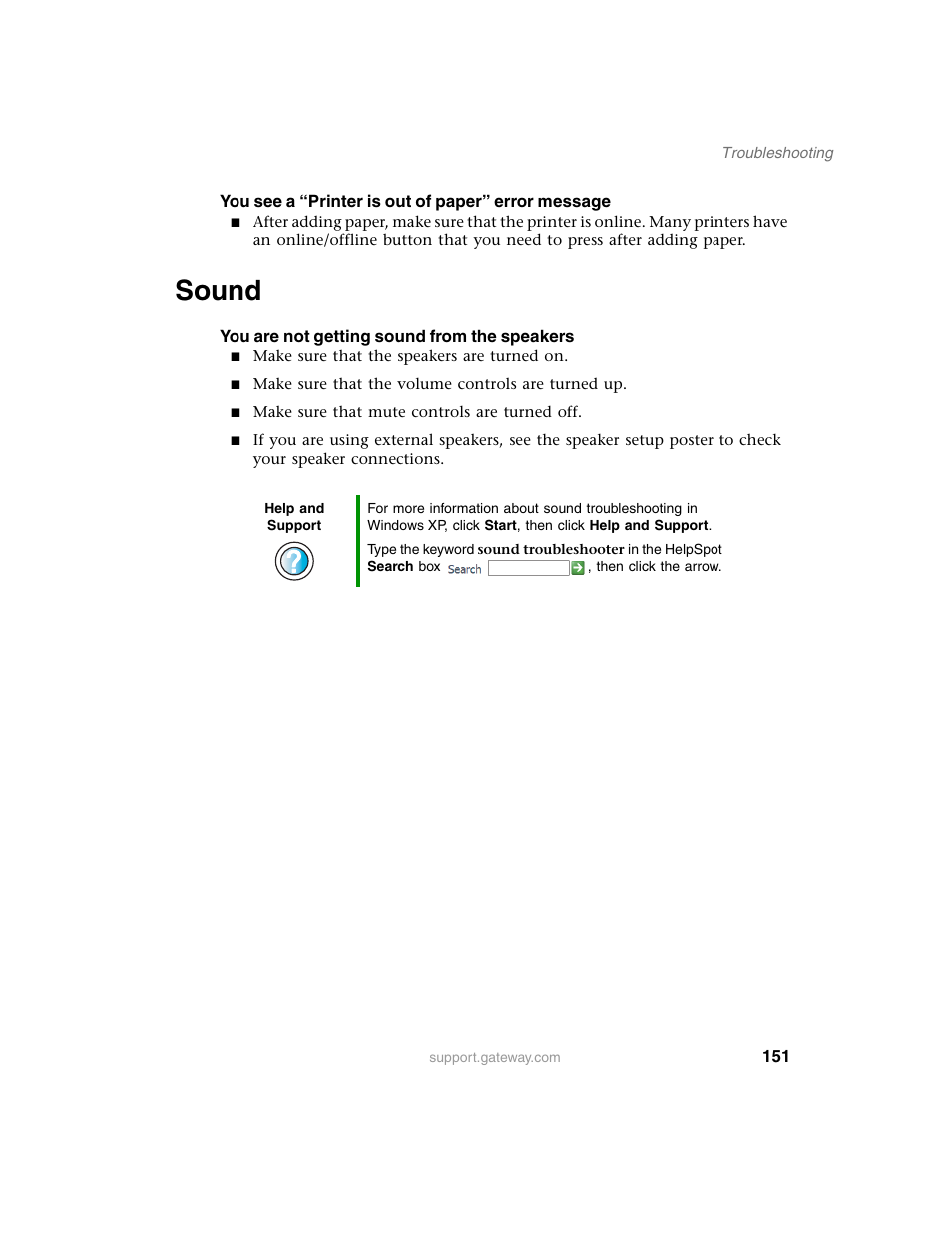 Sound | Gateway E SERIES E-6000 User Manual | Page 157 / 190