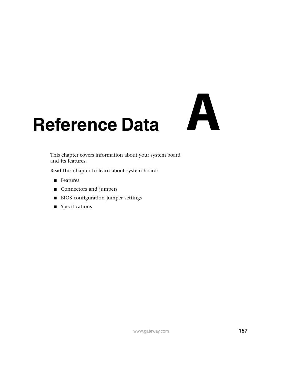 Reference data | Gateway E SERIES E-6000 User Manual | Page 163 / 190