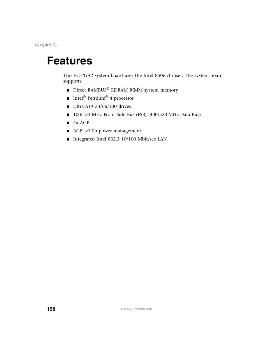 Features | Gateway E SERIES E-6000 User Manual | Page 164 / 190