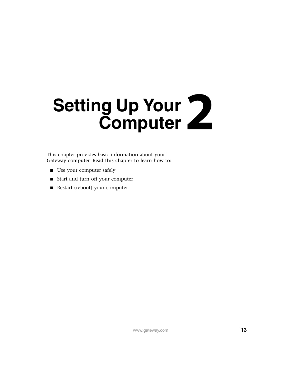 Setting up your computer | Gateway E SERIES E-6000 User Manual | Page 19 / 190