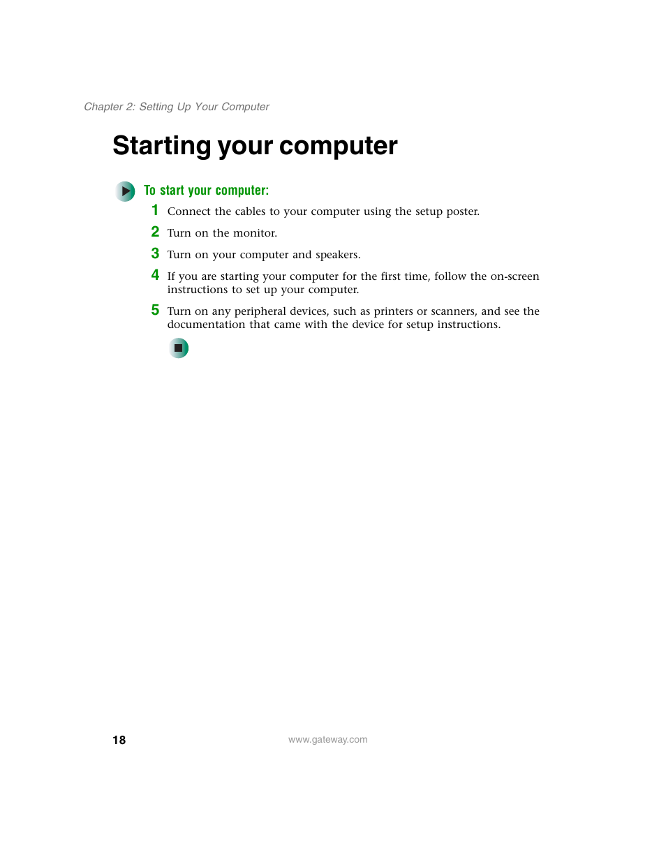 Starting your computer | Gateway E SERIES E-6000 User Manual | Page 24 / 190