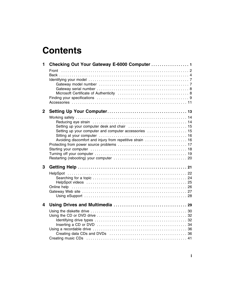 Gateway E SERIES E-6000 User Manual | Page 3 / 190