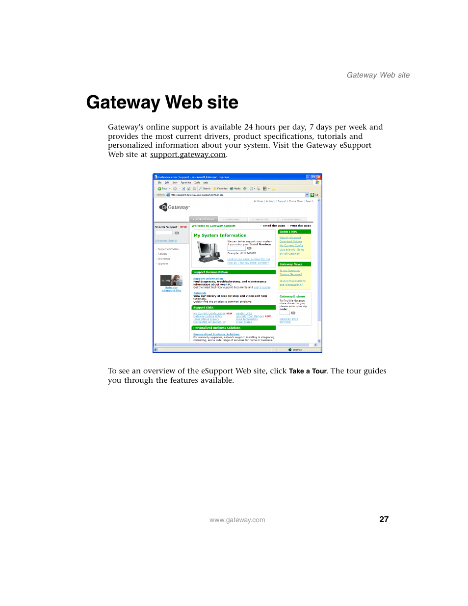 Gateway web site | Gateway E SERIES E-6000 User Manual | Page 33 / 190