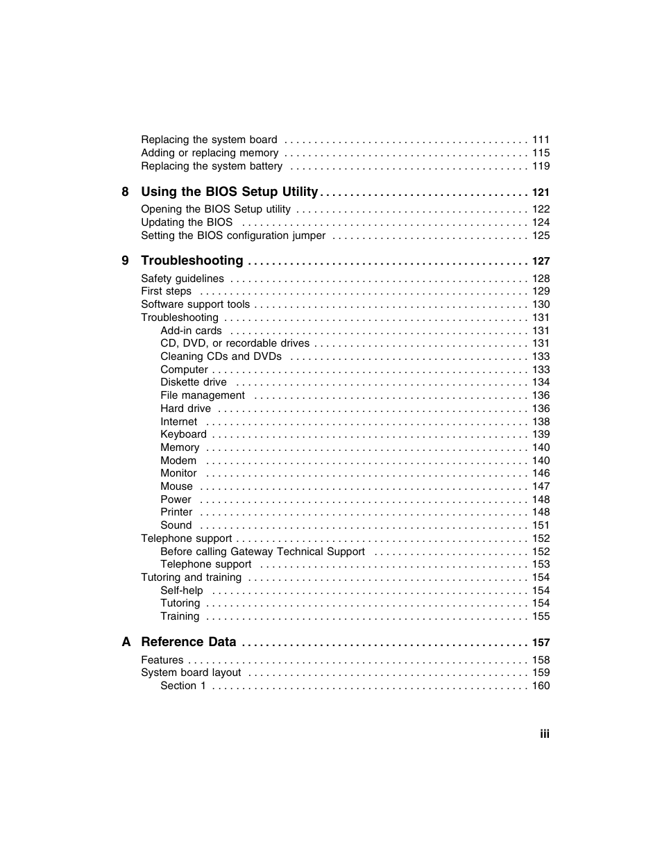 Gateway E SERIES E-6000 User Manual | Page 5 / 190