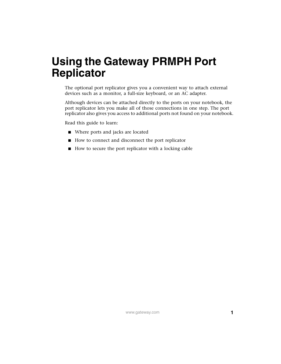 Gateway PRMPH User Manual | 12 pages