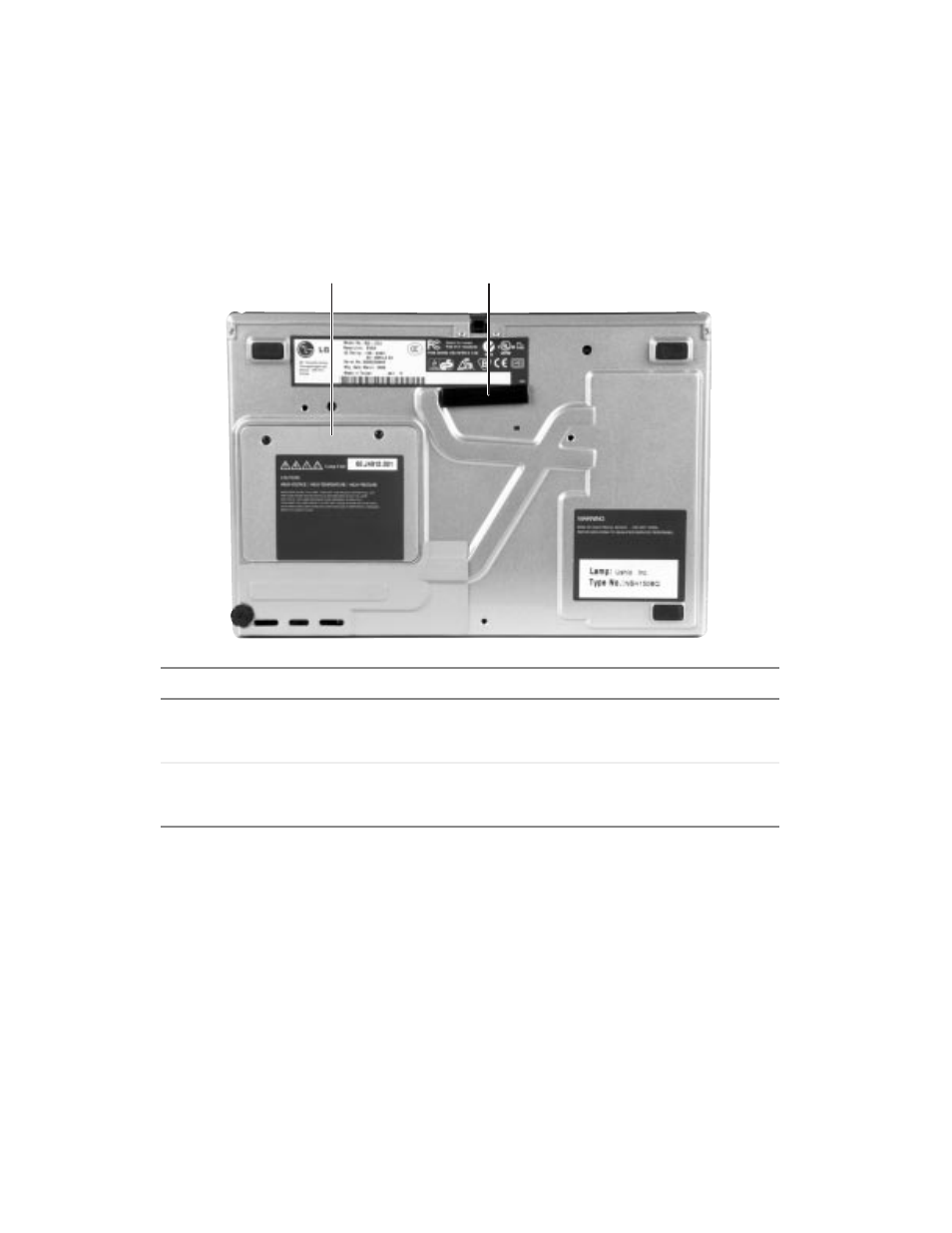 Projector bottom, Adjustor-foot | Gateway 205 User Manual | Page 10 / 46