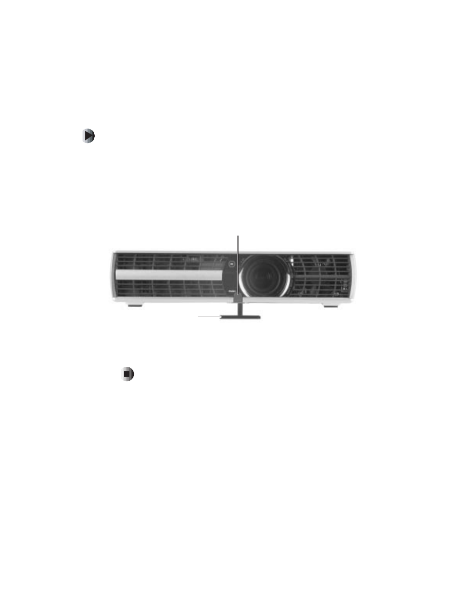 Setting up the projector, To set up the projector, Adjustor-foot release button | Gateway 205 User Manual | Page 18 / 46