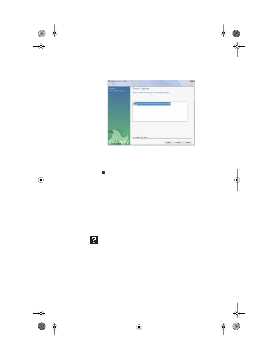 Using microsoft system restore, Using microsoft system restore” on | Gateway SZSL95IN0XXXXXXXX User Manual | Page 104 / 132