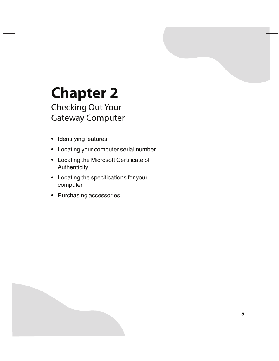 Checking out your gatewaycomputer, Checking out your gateway computer, Chapter 2 | Gateway E4350 User Manual | Page 11 / 106