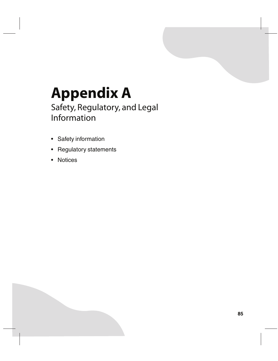 Safety, regulatory, and legal information, Appendix a | Gateway E4350 User Manual | Page 91 / 106