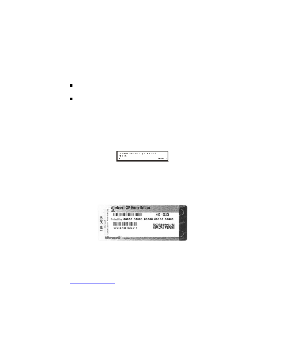 Gateway serial number, Internal wireless label, Microsoft certificate of authenticity | Finding your specifications | Gateway Convertible Tablet PC User Manual | Page 27 / 186