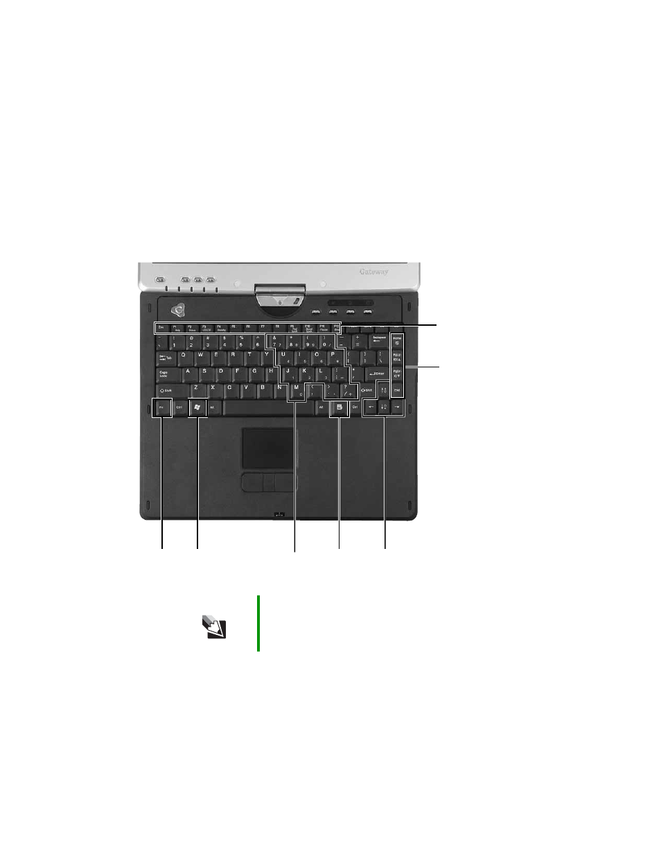 Using the keyboard | Gateway Convertible Tablet PC User Manual | Page 44 / 186