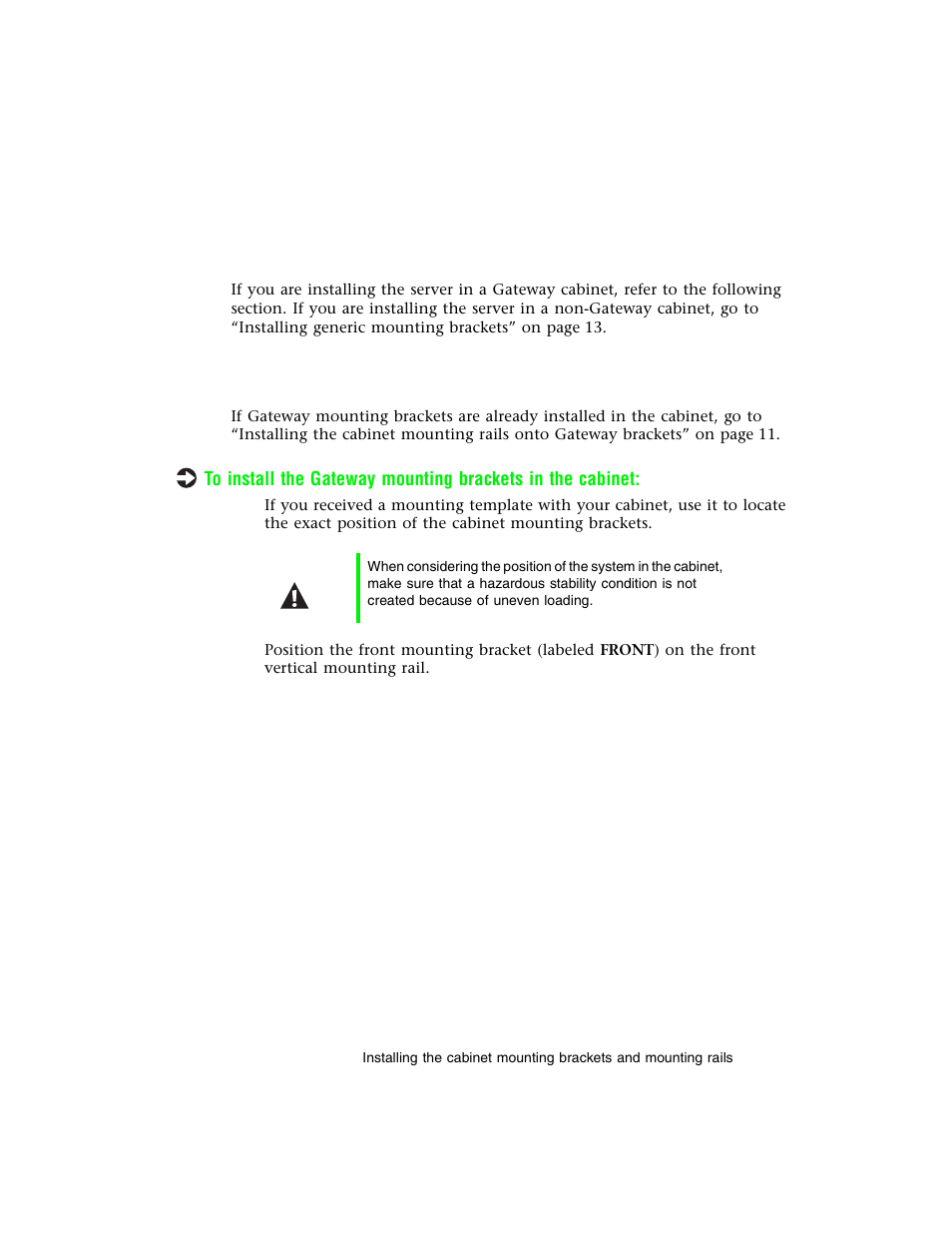 Installing gateway mounting brackets | Gateway 8400 User Manual | Page 14 / 34