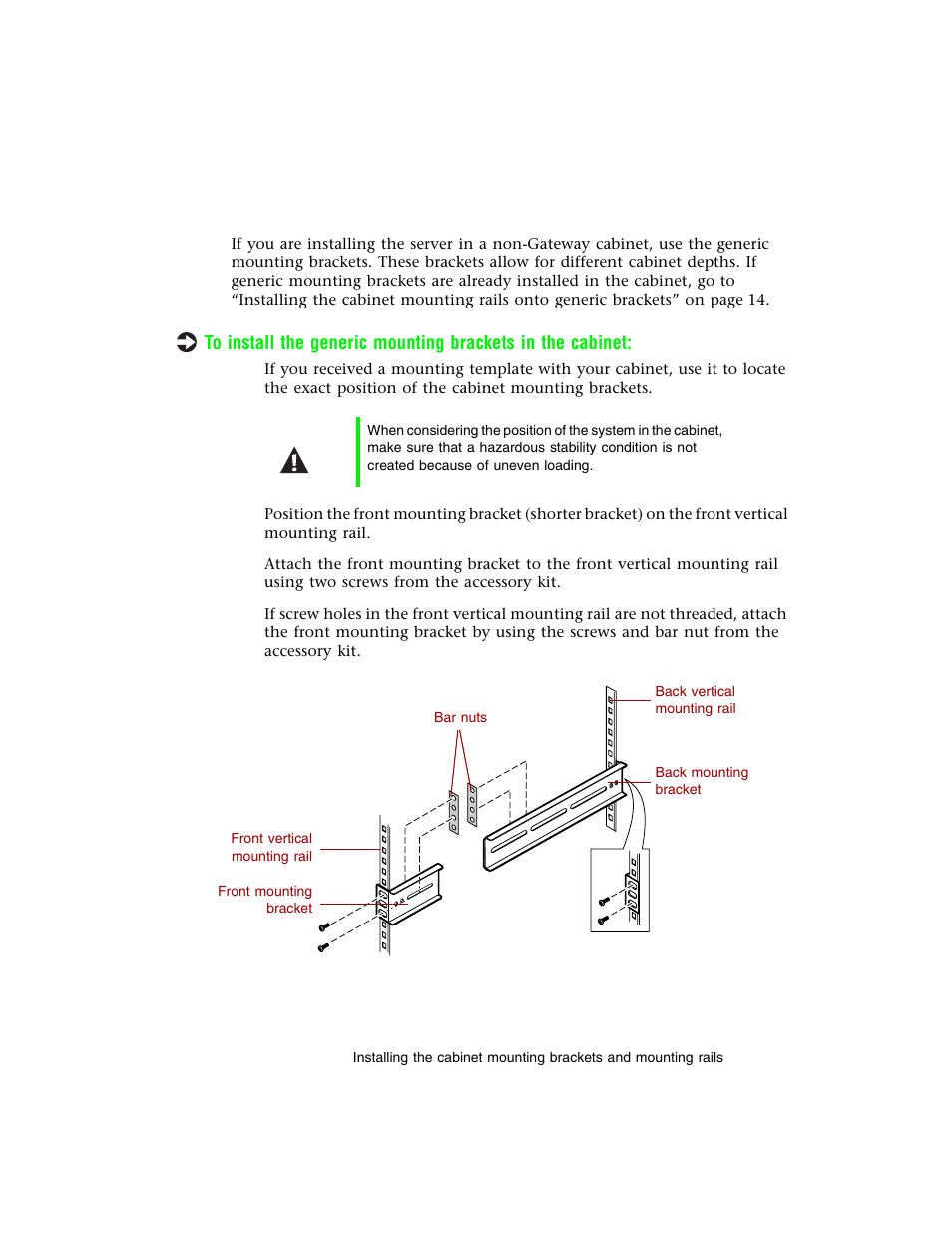 Installing generic mounting brackets | Gateway 8400 User Manual | Page 18 / 34