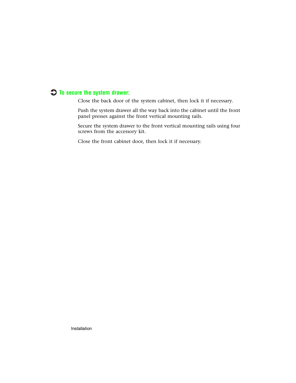 Securing the system drawer in the cabinet | Gateway 8400 User Manual | Page 33 / 34
