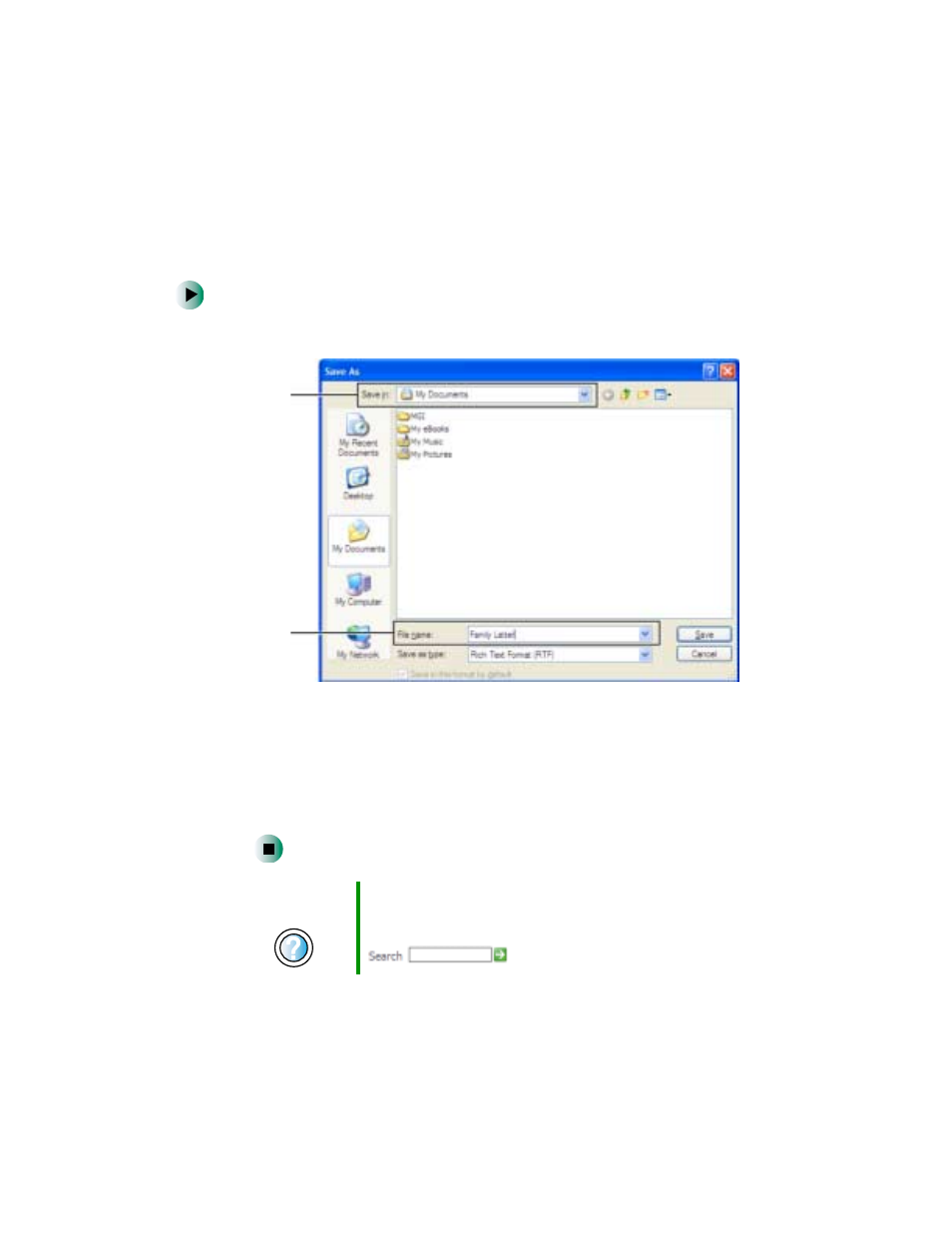 Saving a document | Gateway 400 User Manual | Page 71 / 278