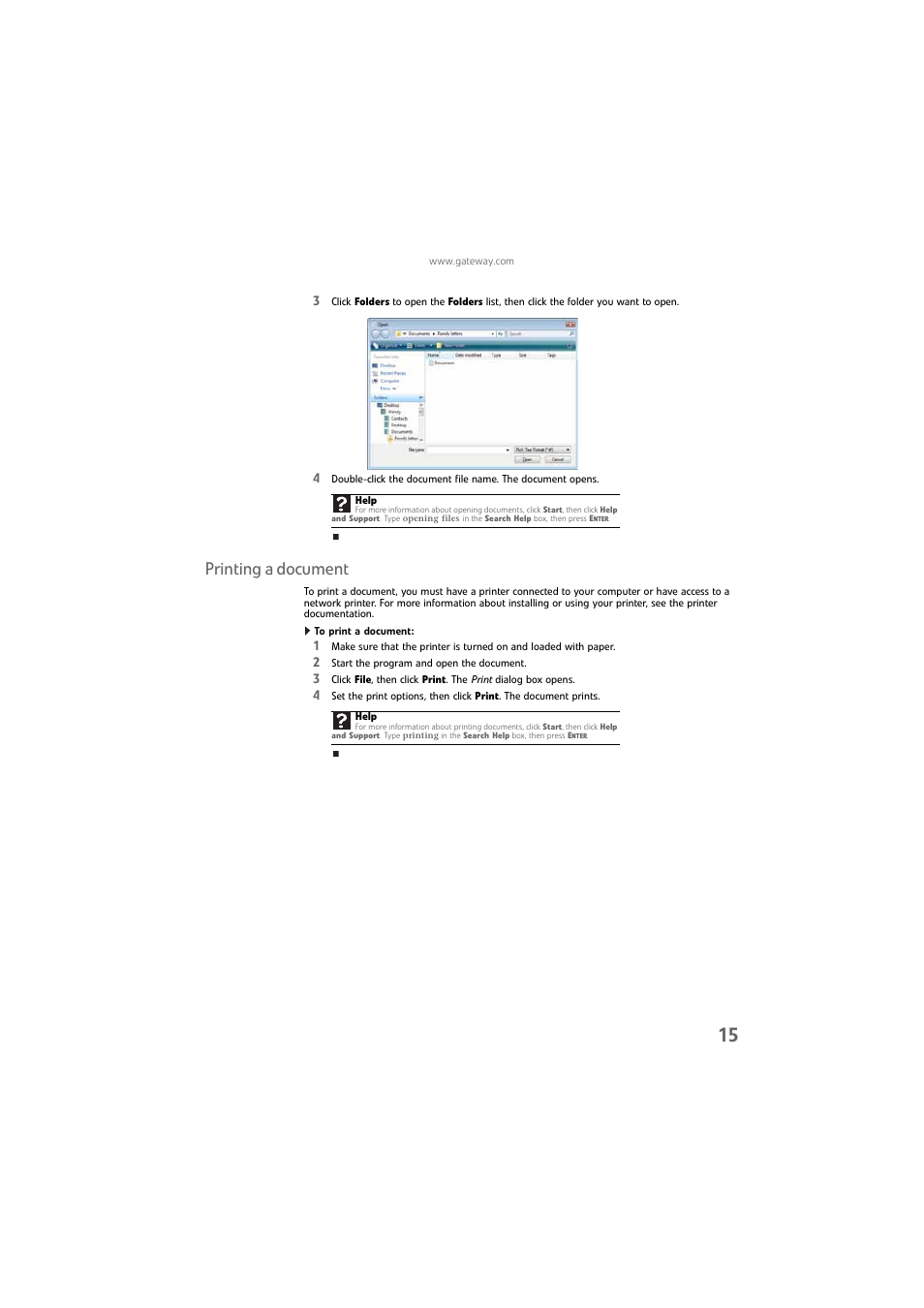 Printing a document, To print a document | Gateway DX4800 User Manual | Page 21 / 94