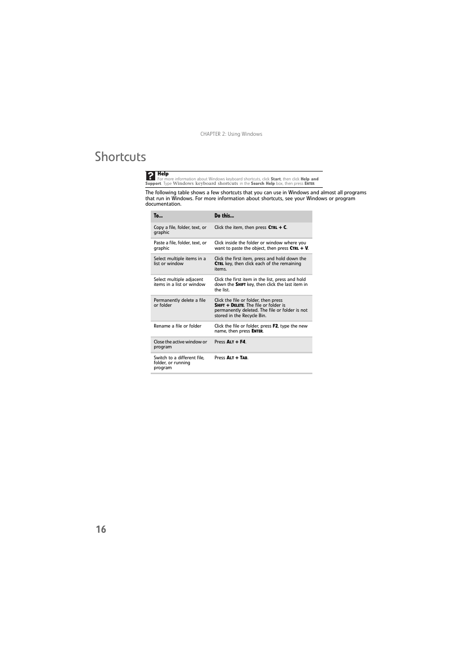 Shortcuts | Gateway DX4800 User Manual | Page 22 / 94