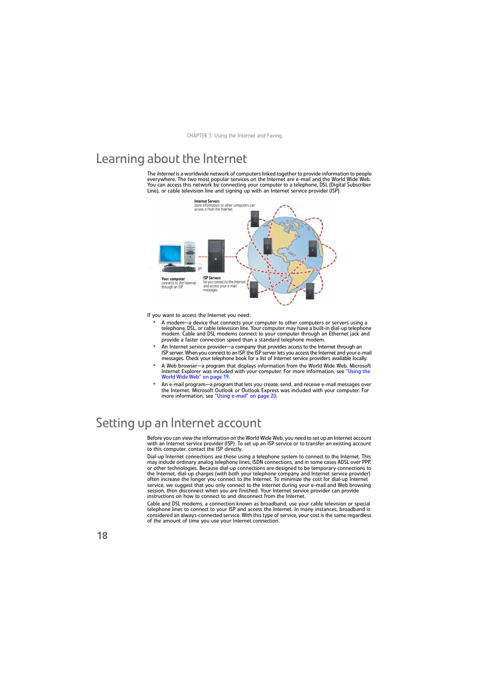 Learning about the internet, Setting up an internet account | Gateway DX4800 User Manual | Page 24 / 94