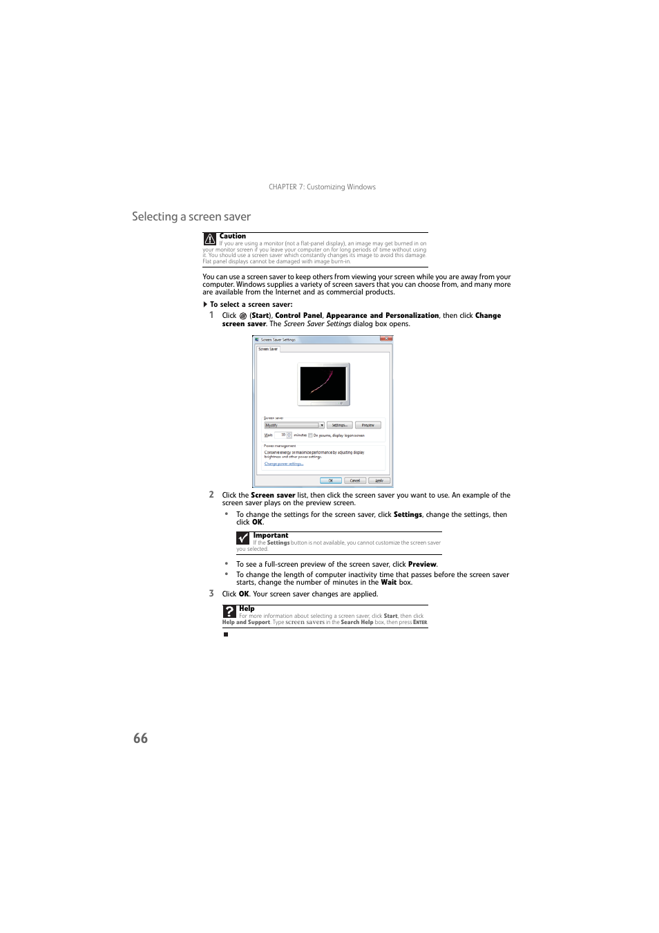 Selecting a screen saver, To select a screen saver | Gateway DX4800 User Manual | Page 72 / 94