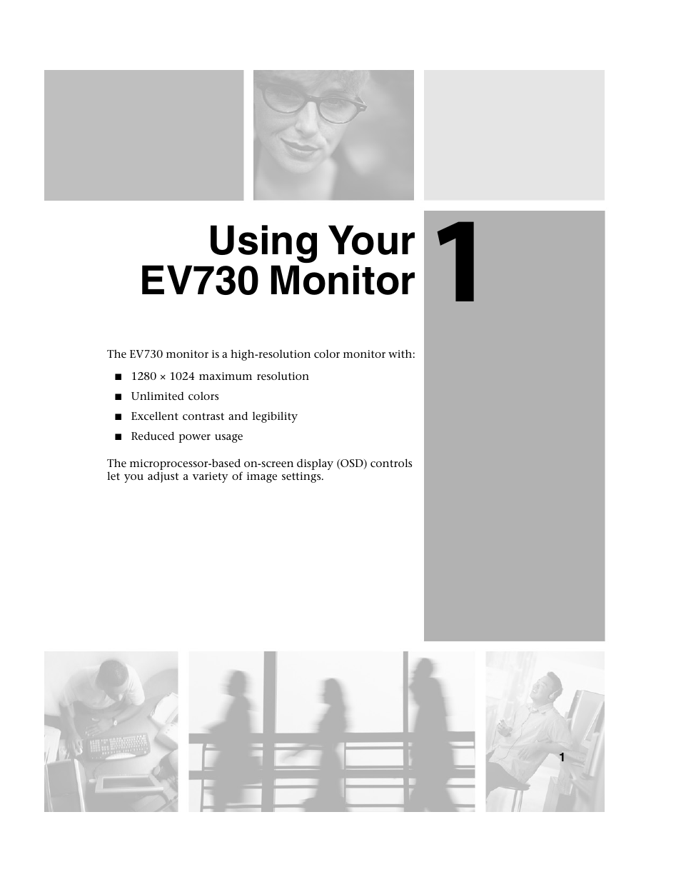 Using your ev730 monitor | Gateway EV730 User Manual | Page 3 / 30