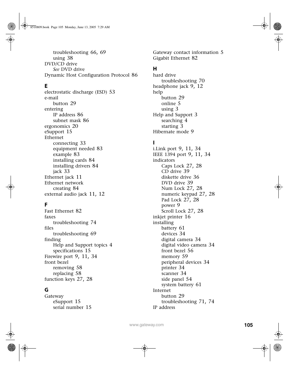 Gateway E-6500 User Manual | Page 110 / 116