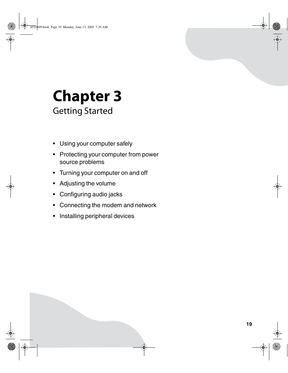 Getting started, Chapter 3 | Gateway E-6500 User Manual | Page 24 / 116