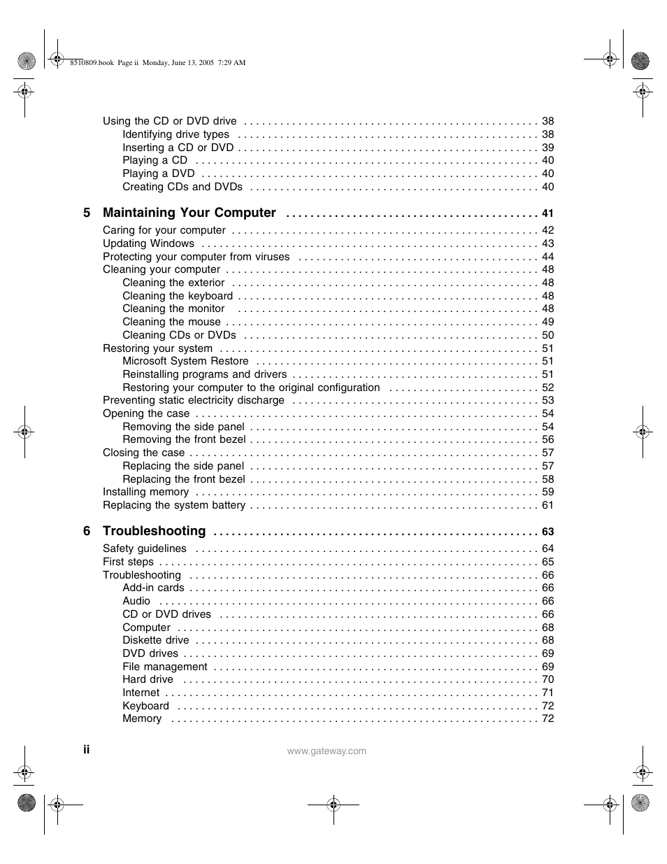 Gateway E-6500 User Manual | Page 3 / 116