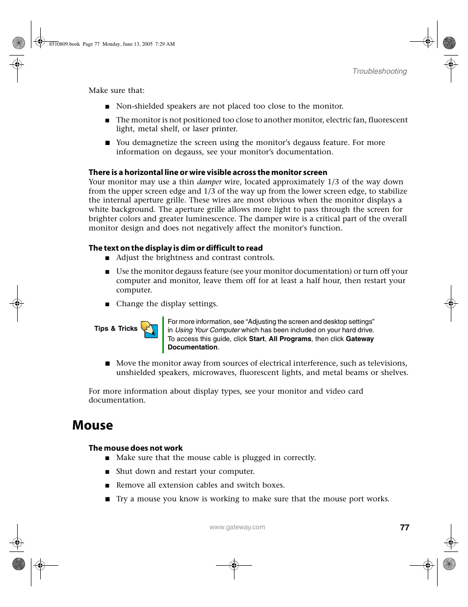 Mouse | Gateway E-6500 User Manual | Page 82 / 116