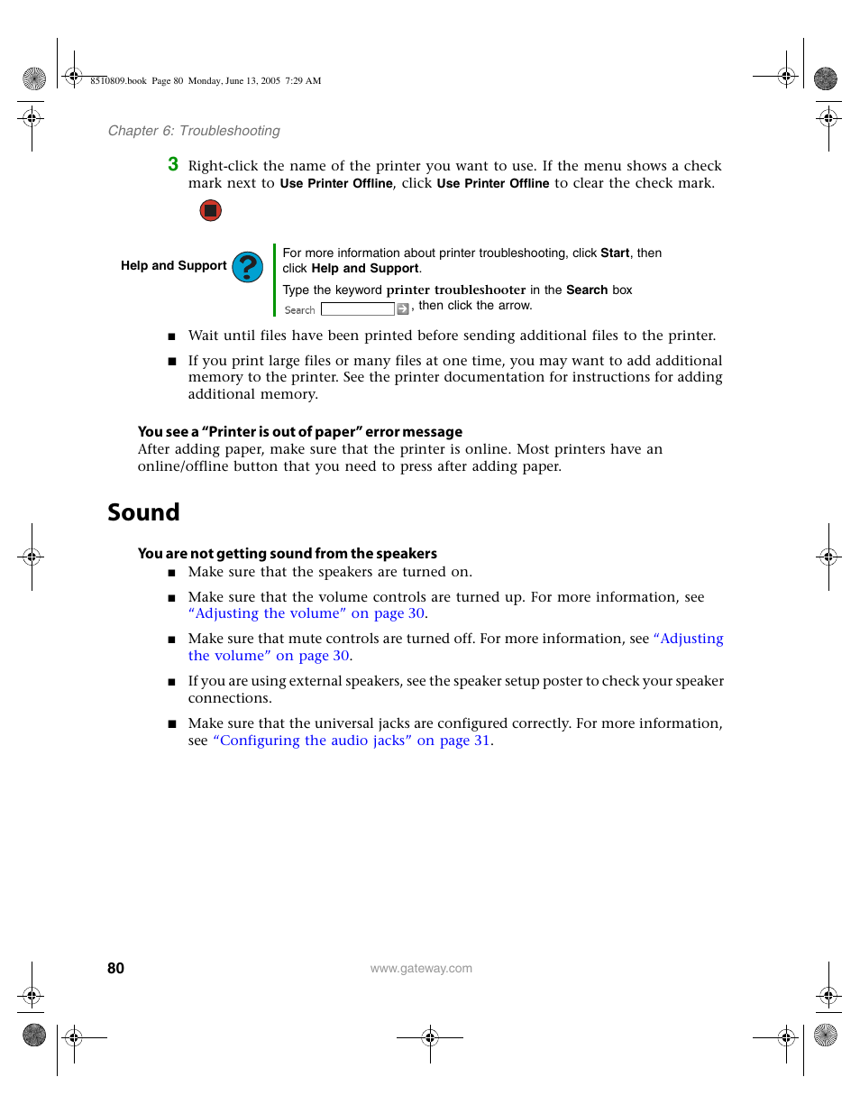 Sound | Gateway E-6500 User Manual | Page 85 / 116