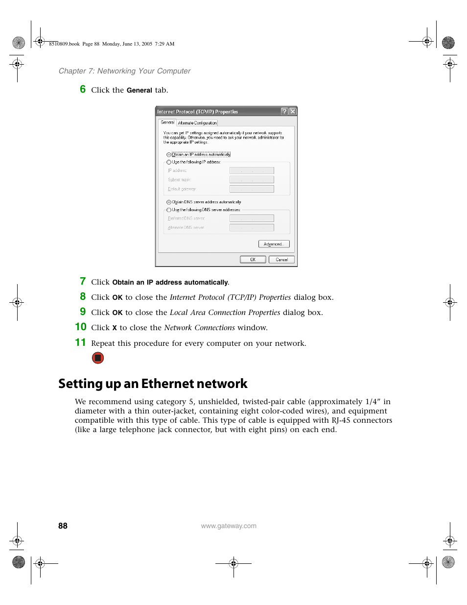 Setting up an ethernet network | Gateway E-6500 User Manual | Page 93 / 116