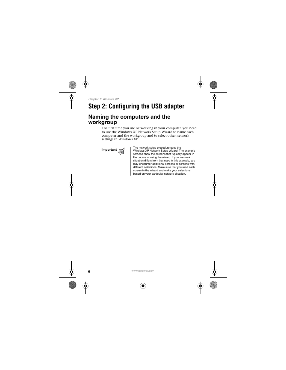 Step 2: configuring the usb adapter, Naming the computers and the workgroup | Gateway WBU-110 User Manual | Page 10 / 52