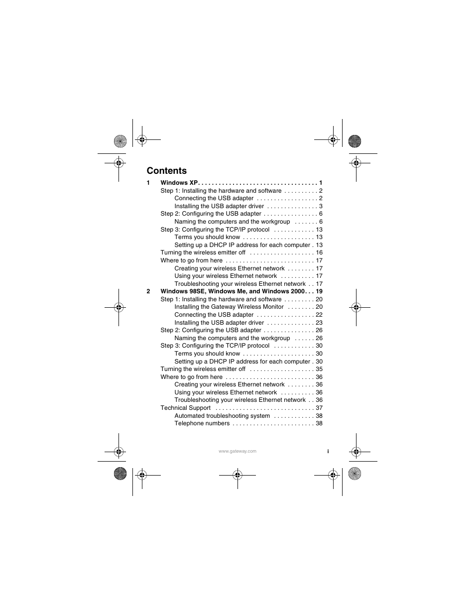 Gateway WBU-110 User Manual | Page 3 / 52