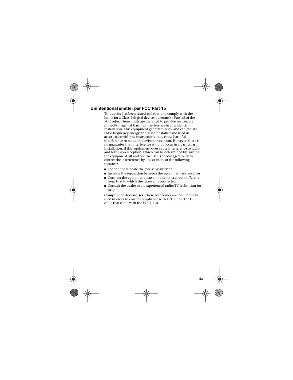Unintentional emitter per fcc part 15 | Gateway WBU-110 User Manual | Page 47 / 52