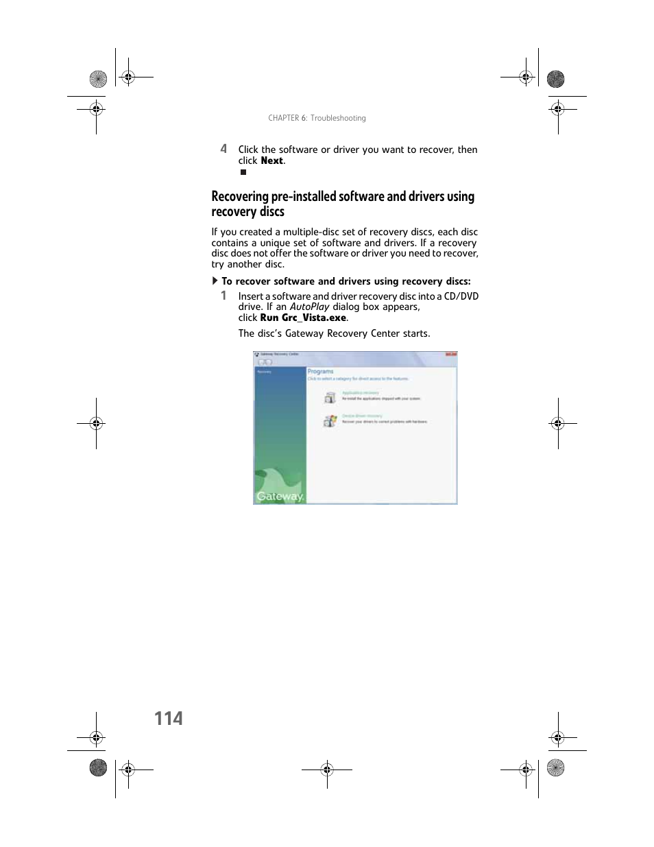 Recovering | Gateway MAN FX510 User Manual | Page 120 / 150