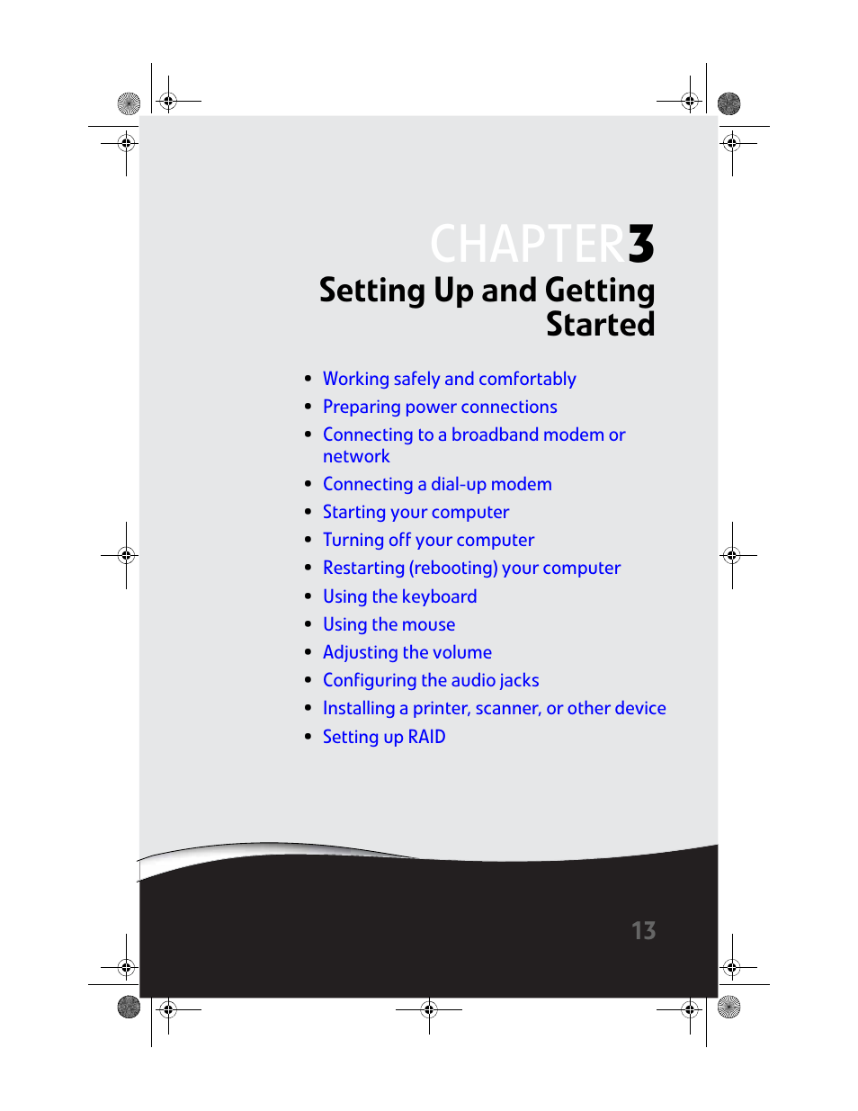 Setting up and getting started, Chapter 3: setting up and getting started, Chapter 3 | Gateway MAN FX510 User Manual | Page 19 / 150