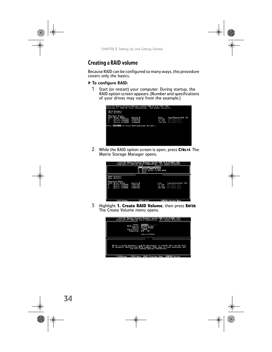 Creating a raid volume, To configure raid | Gateway MAN FX510 User Manual | Page 40 / 150