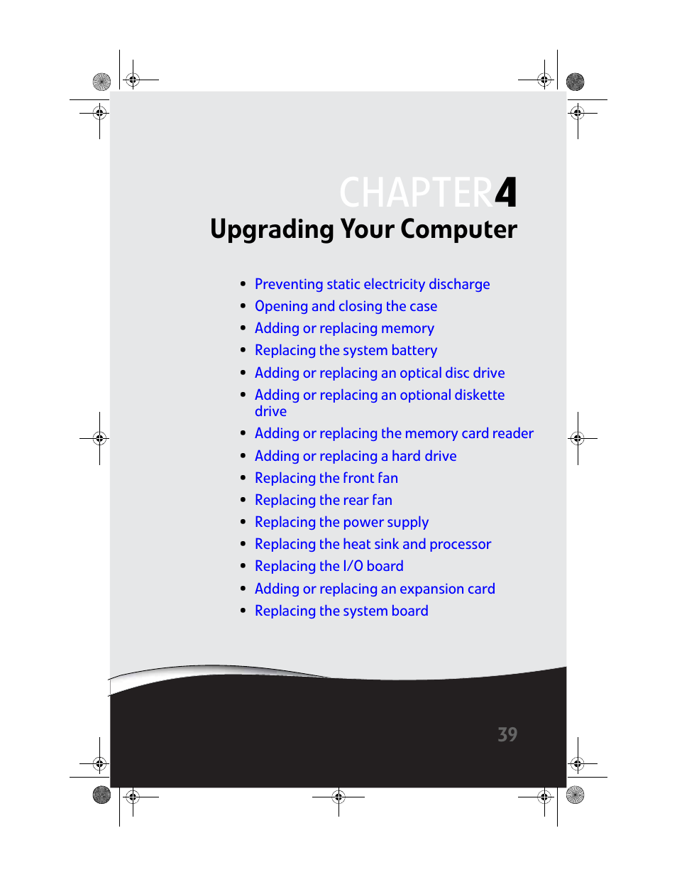 Upgrading your computer, Chapter 4: upgrading your computer, Chapter 4 | Gateway MAN FX510 User Manual | Page 45 / 150