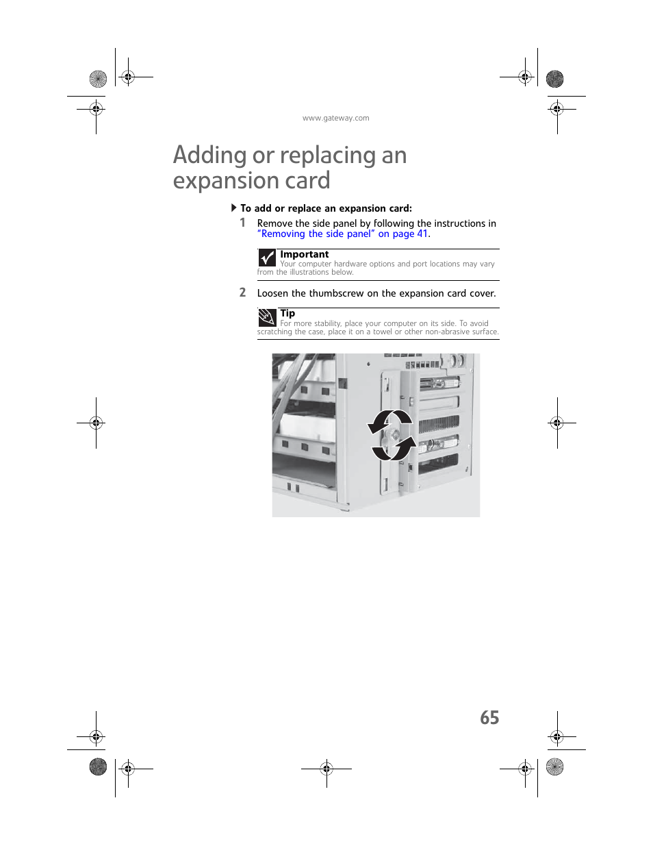 Adding or replacing an expansion card, To add or replace an expansion card | Gateway MAN FX510 User Manual | Page 71 / 150
