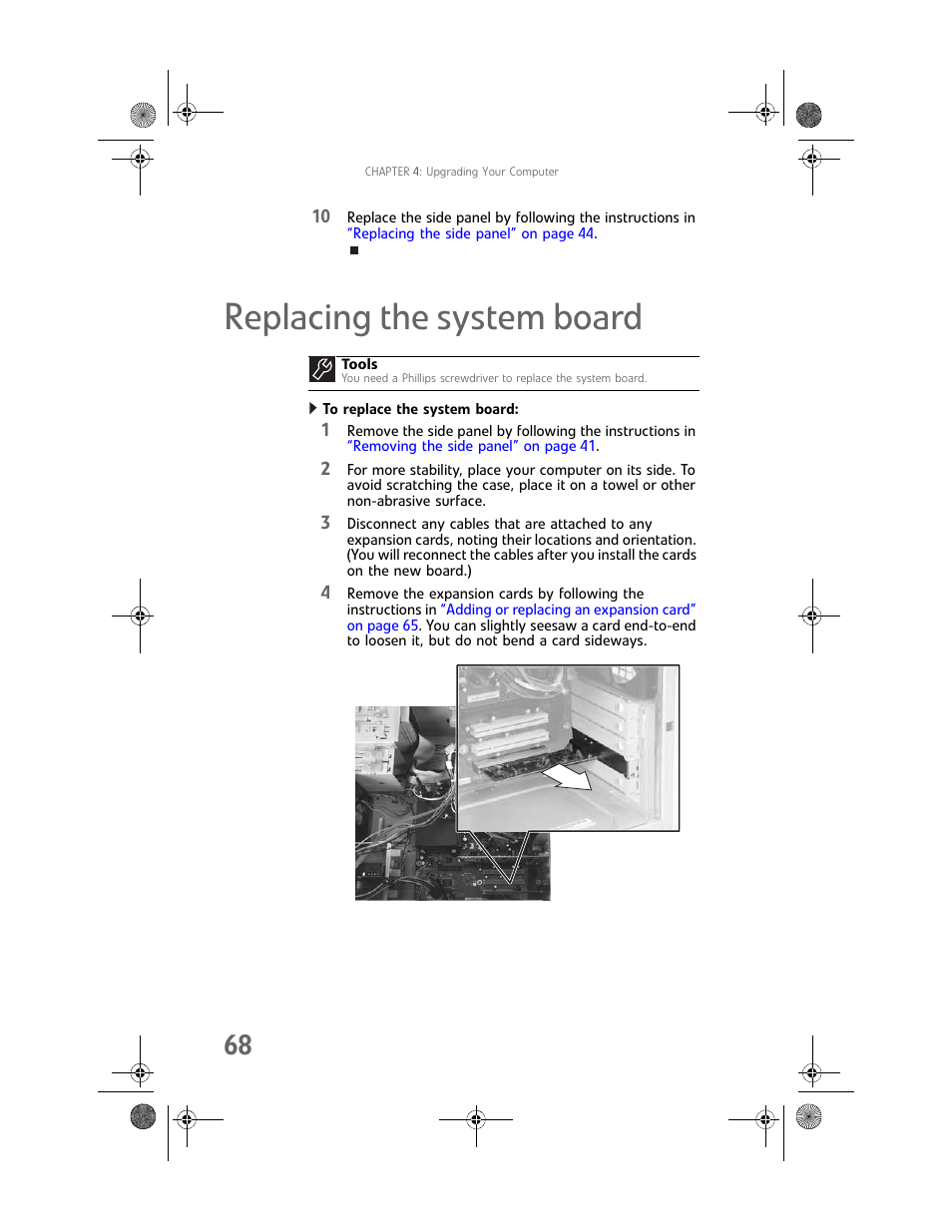 Replacing the system board, To replace the system board | Gateway MAN FX510 User Manual | Page 74 / 150