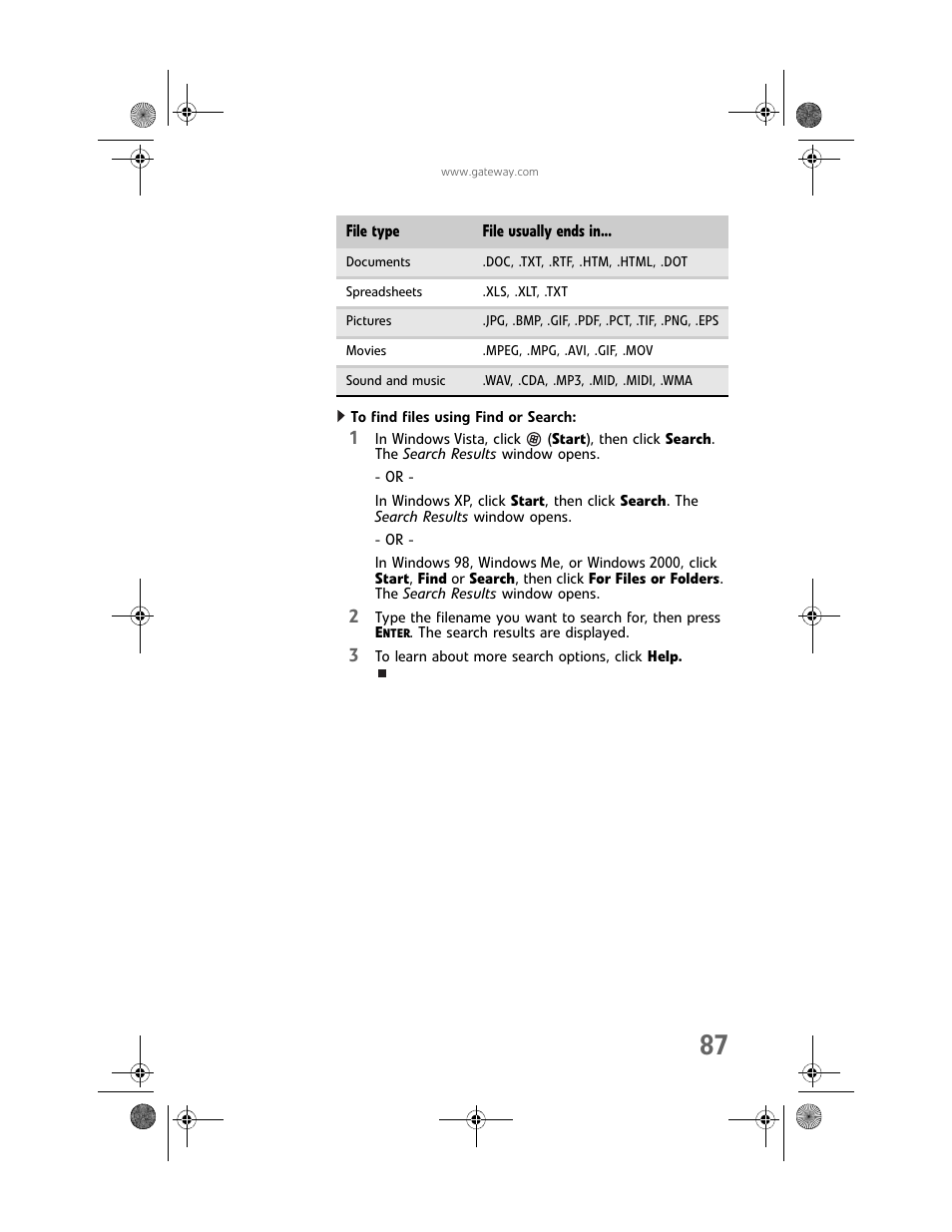 To find files using find or search | Gateway MAN FX510 User Manual | Page 93 / 150