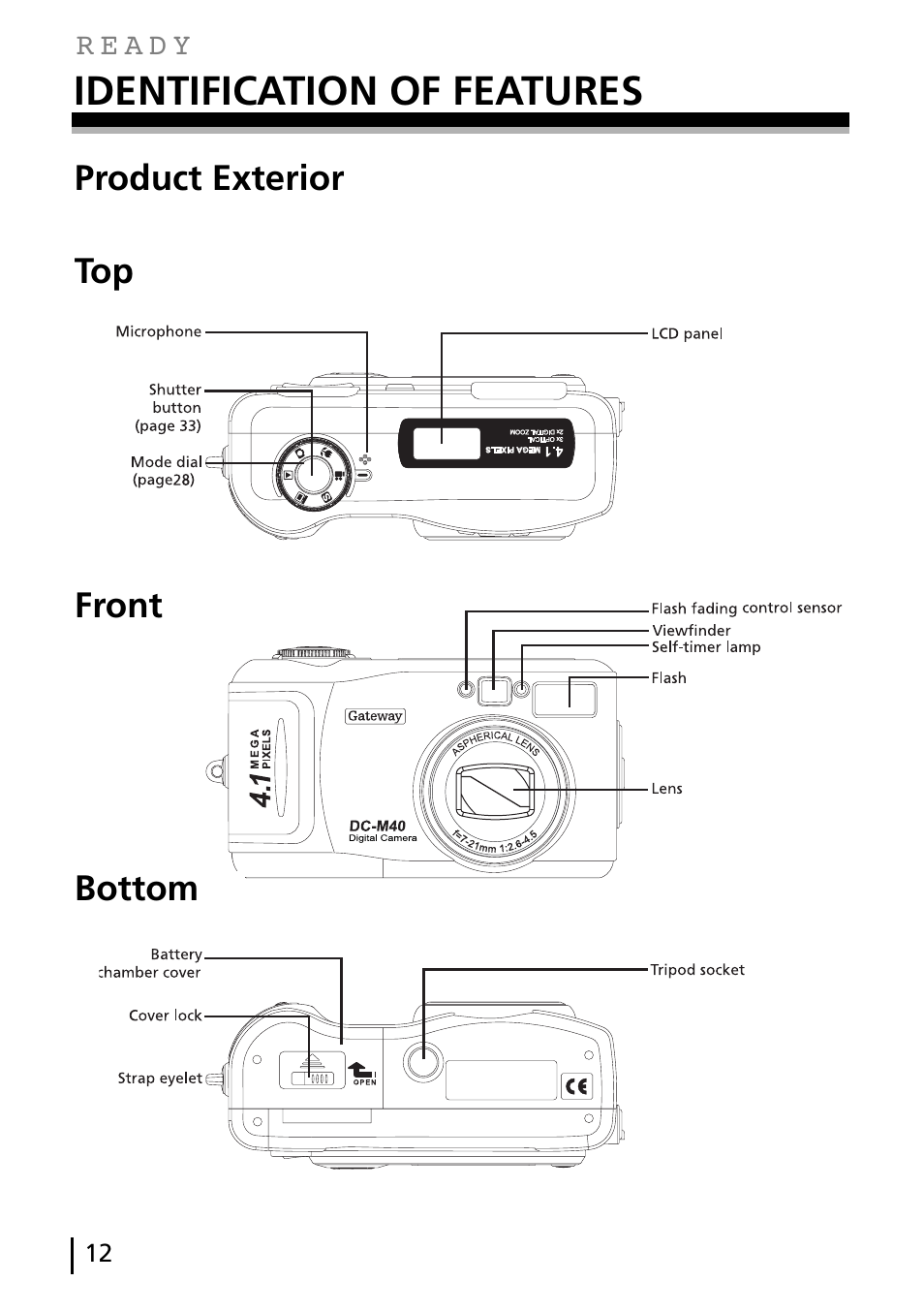 Identification of features | Gateway DC-M40 User Manual | Page 12 / 95